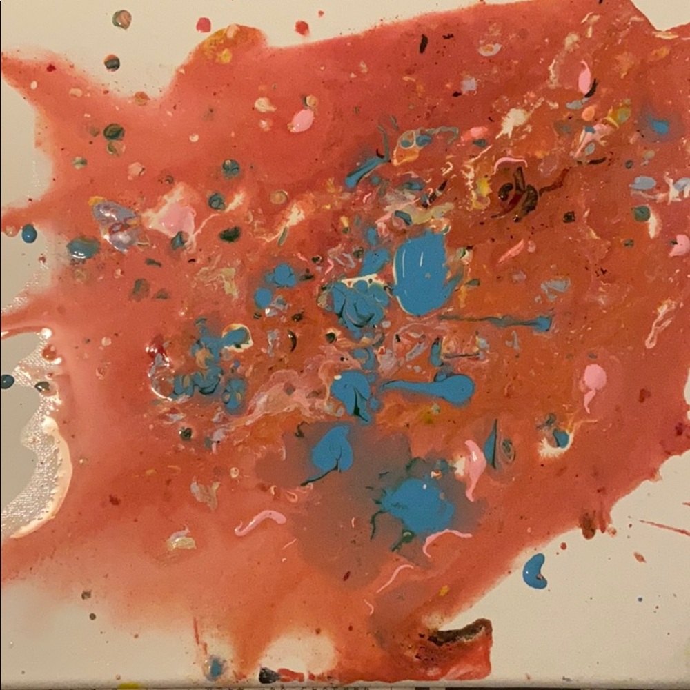 Hand painted Multicolor water marble acrylic pour